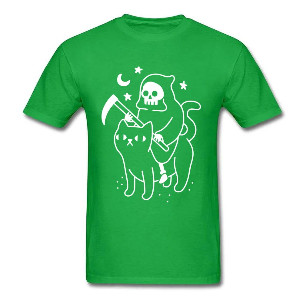 Death Rides A Black Cat T-Shirt Funky Short Sleeve Unique All Cotton Round Neck Men Tees Party Tee Shirts Summer Death Rides A Black Cat green