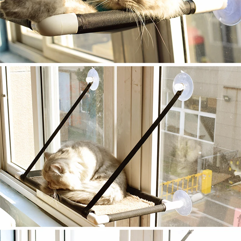 Strong Paste Glass Window Cat Hammock Washable Cat Bed Single or Double Layers Cozy Pet Hanging Window Cat Hanging Mat House8