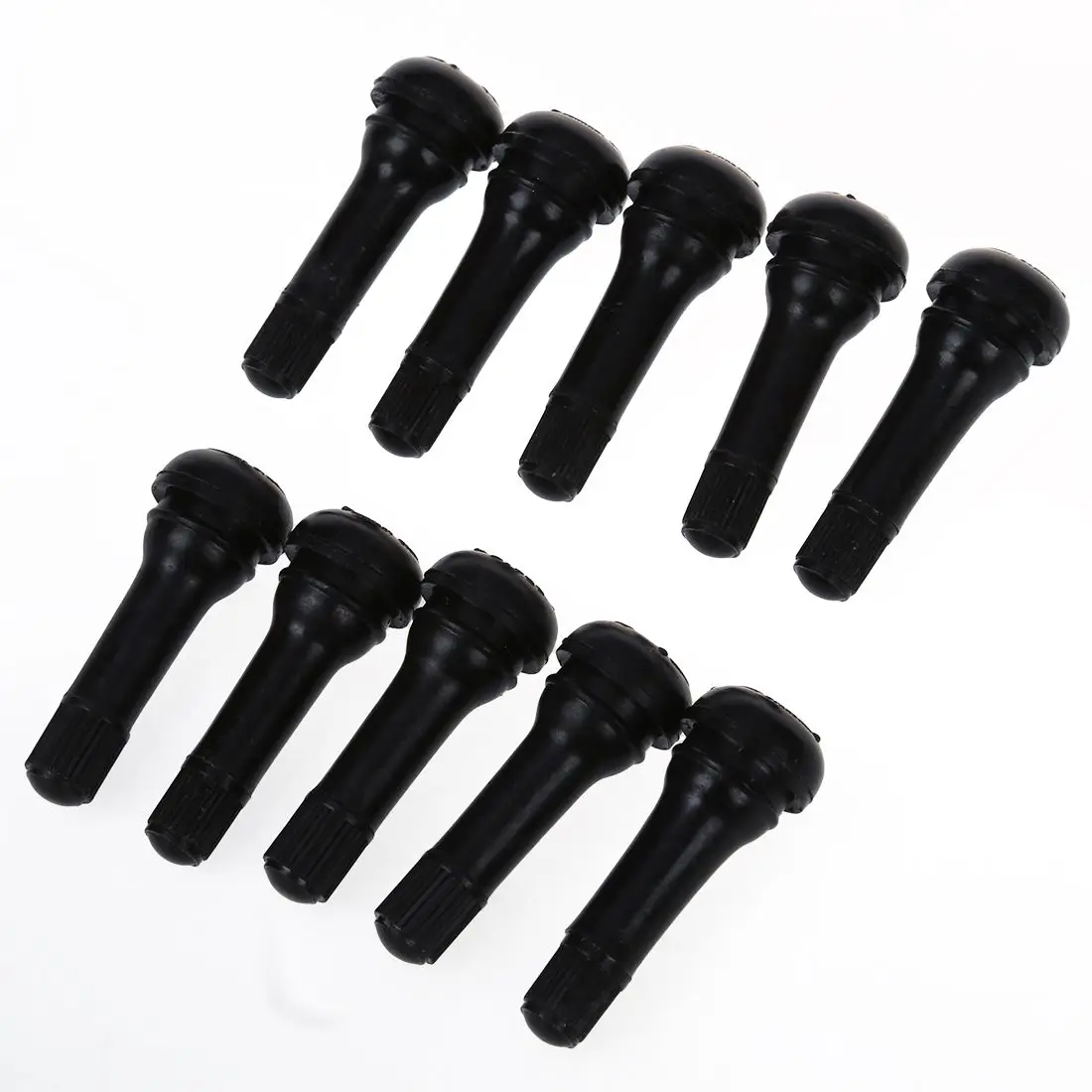 Car Vehicle Black Plastic Cap Rubber Tire Tyre Valve Stem Set 10PCS