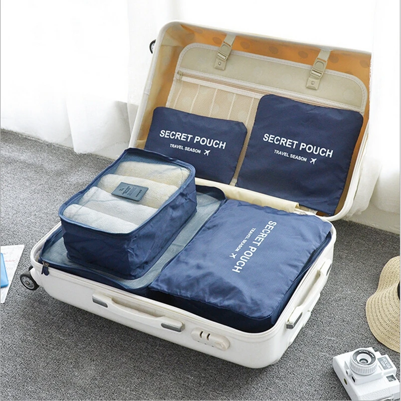 6 Pcs Suitcase Organizer Sets Clothes Tidy Organizer Laundry Pouch Suitcase Home Clothes Divider ...