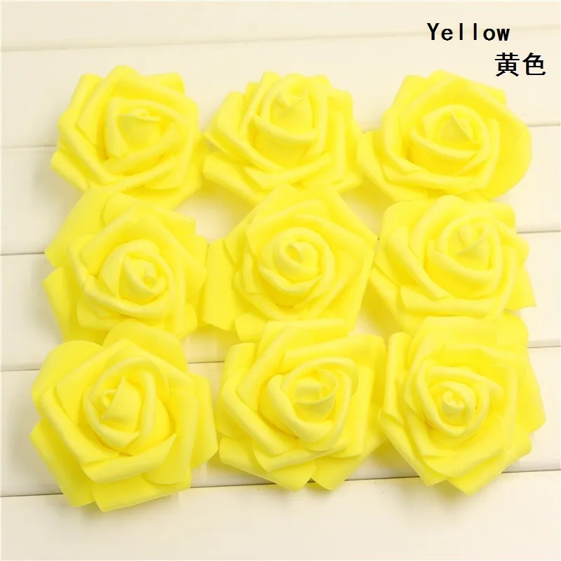 

100pcs Yellow Handmade Bride Groom Get Married Wedding Party Decoration Artificial Foam Rose Flower Favors Gifts Events Supplies