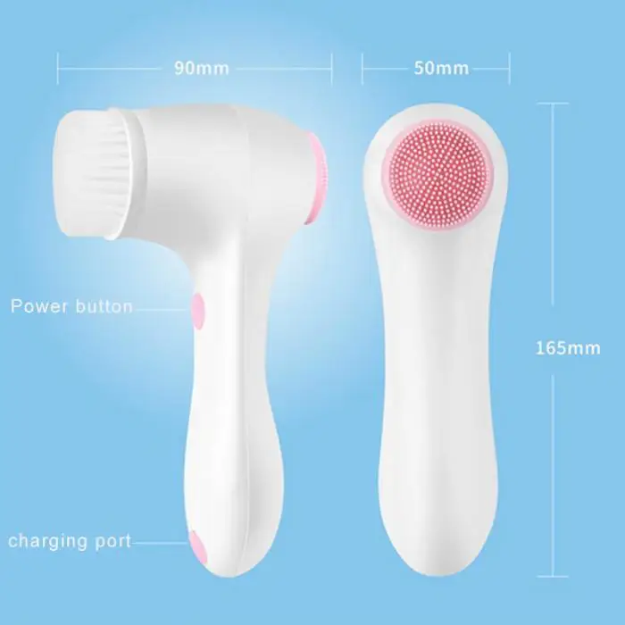 Facial Cleansing Brush Waterproof Rechargeable Face Spin Brush with 3 Heads OA66