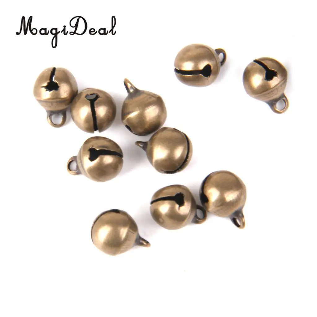 MagiDeal 100pcs Antique Bronze Brass Jingle Bells Charm Bead Jewelry Findings 6mm Festival Home Party XMAS Tree Ornaments