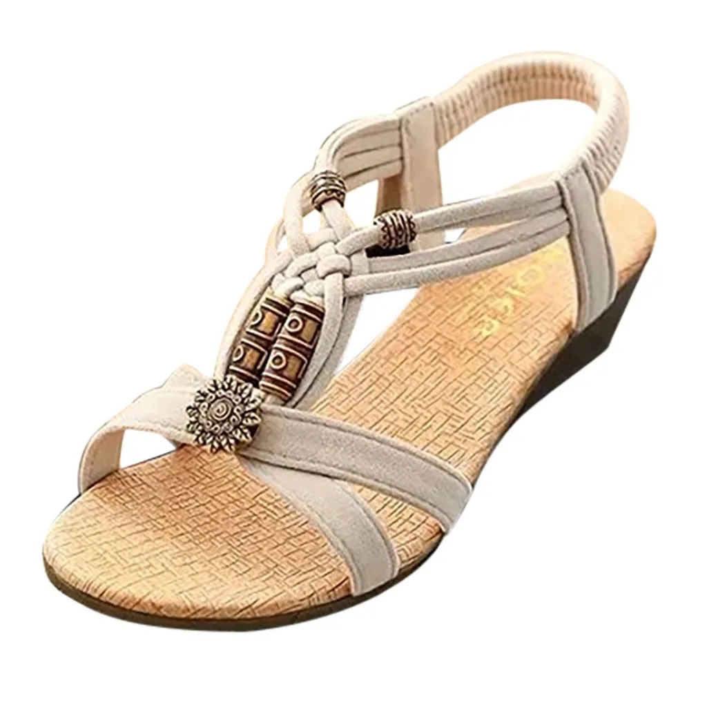 

SAGACE Women Elastic Band Bohemia Girl High Quality Sexy Outside Sandals Ladies Shoes Open Toe Sweet Sandals Wedges Beach Shoes