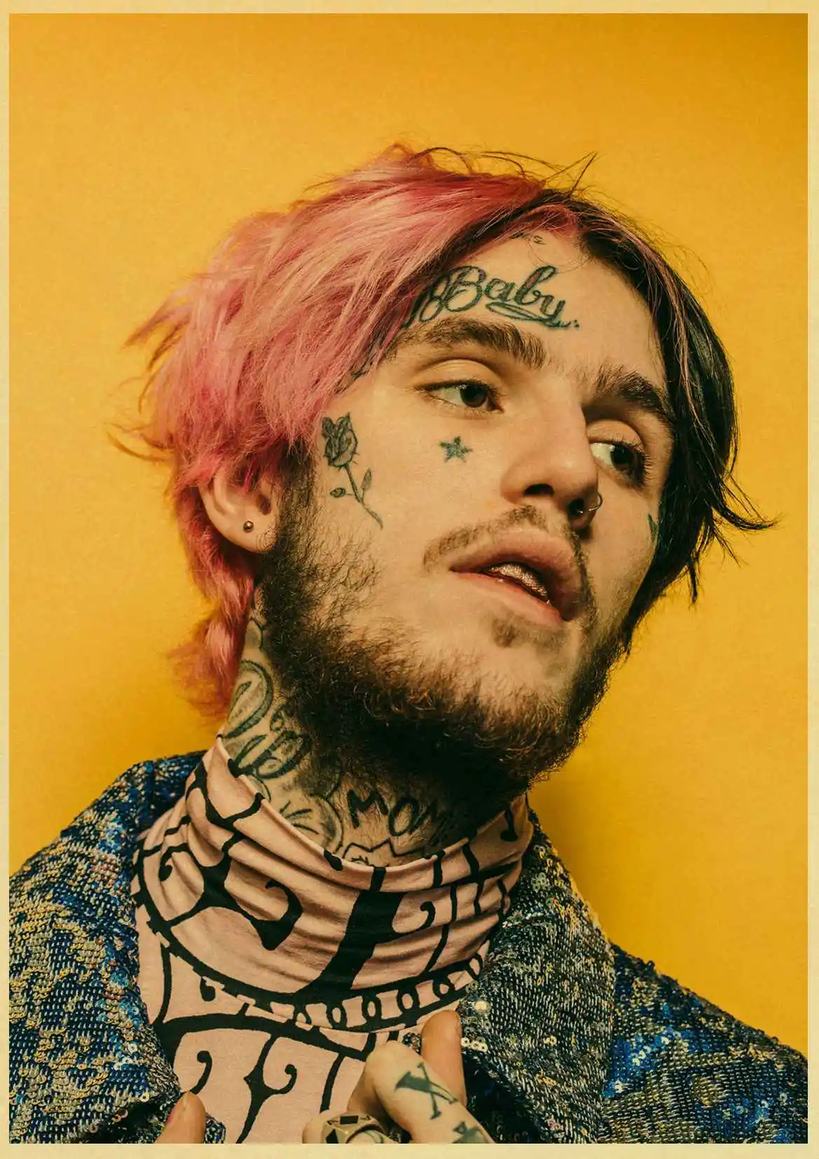 Рэпер Lil Peep плакат из крафт-бумаги художественный плакат Бар Кафе винтажная Высококачественная печать рисунок ядро настенная декоративная живопись