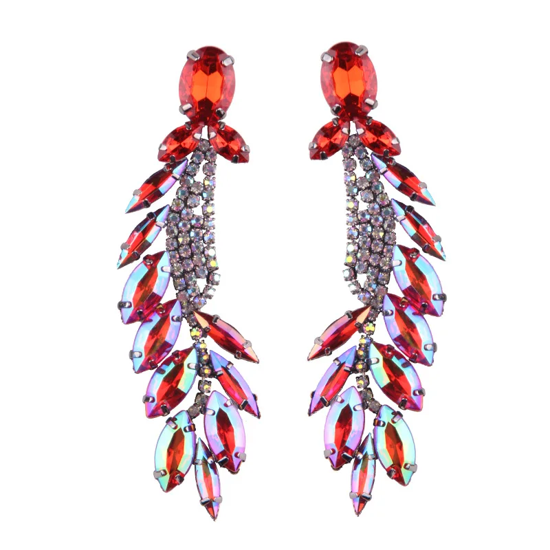 MYDANER, 5 цветов, Кристальные стразы, крылья, висячие серьги, массивные длинные висячие серьги с кисточками для женщин, подарок, модное ювелирное изделие - Окраска металла: Red