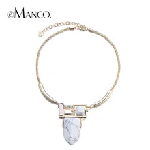 eManco Стильный Минималистский Геометрическая Choker цепи чокер& Подвески Женщины Белый Бирюзовый Природные камни Позолоченные ювелирные изделия