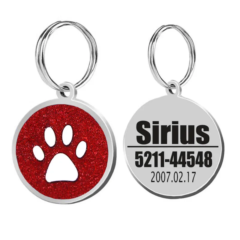 Dog ID Tag Engraved Metal Customized Pet Tags Small Large Dog Accessories Personalized Bone Paw Name Tag Plate Collar Decoration