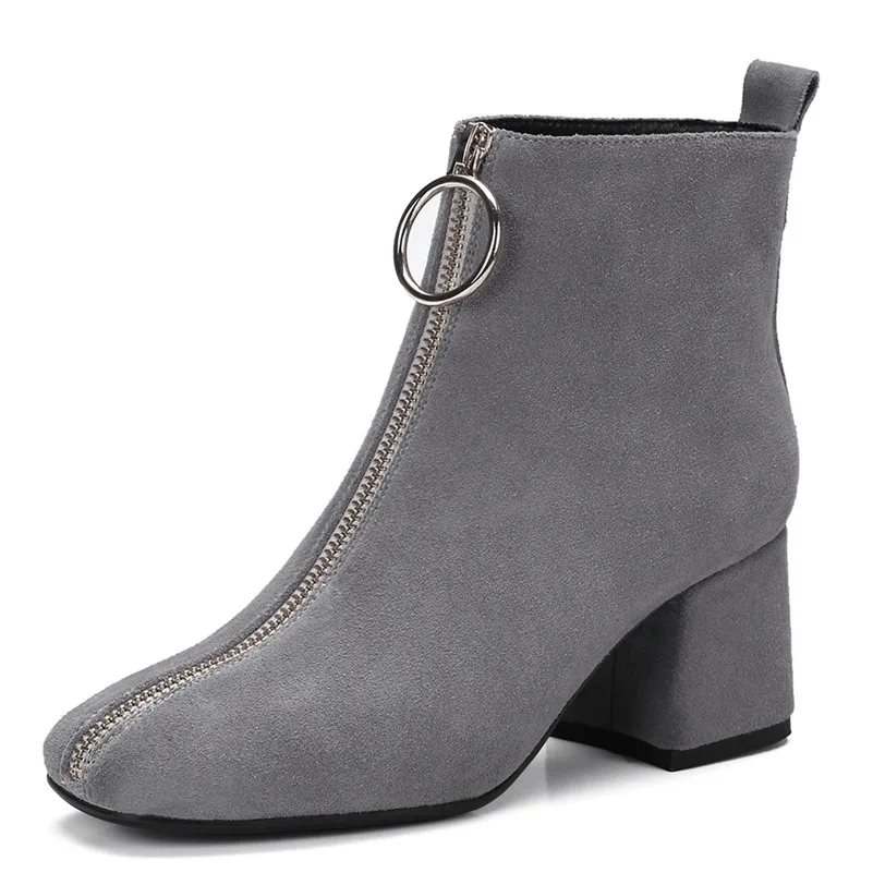 Vaca Para Cuadrada Altas Oficina Martin Marca Nuevas Invierno De Zapatos Otoño Punta Tobillo Ante Conasco gris Mujer Cálidas Botas Negro 1YCBwtqx