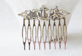 

12pcs Anchor Hair Comb Beach Wedding hair comb, octopus charm, starfish charm hair comb.