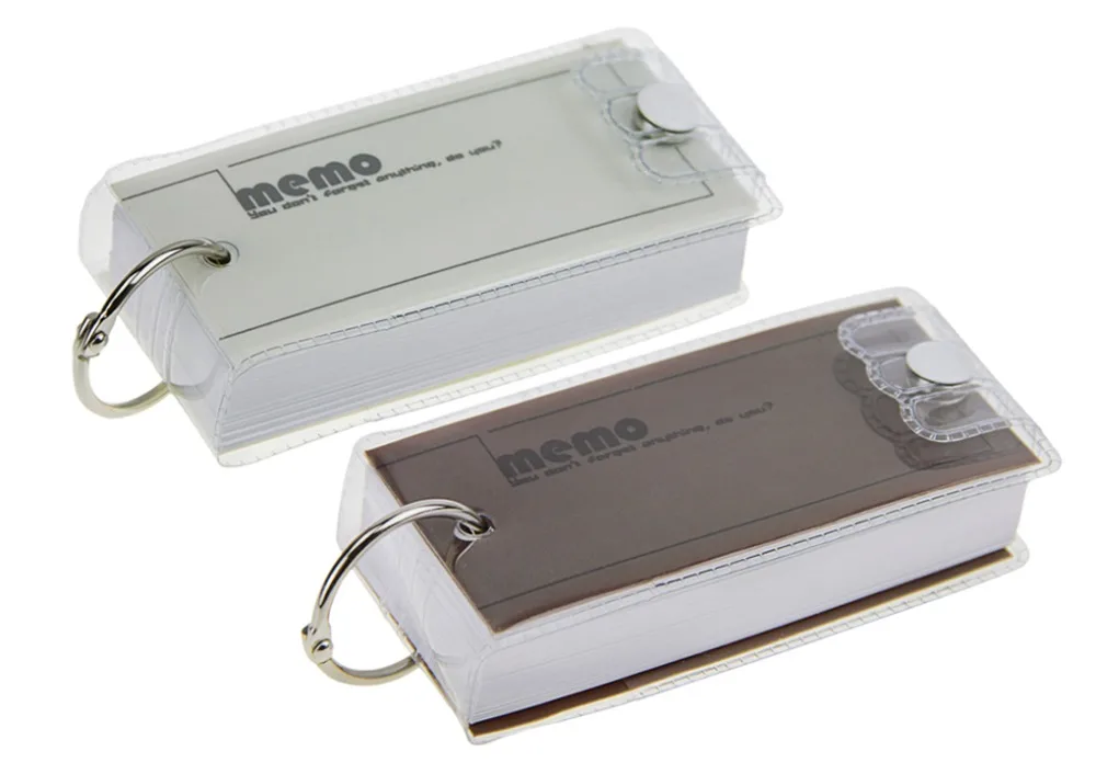 2 Pack Blank Study Flash Cards with 1 Metal Biner,Steno Notepads Loose Leaf Mini Message Memo