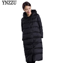 Бренд, зимняя куртка для женщин, большой размер, одноцветная, толстая, теплая, на утином пуху, пальто, длинный стиль, ветрозащитная, Корейская, повседневная, пальто AO605