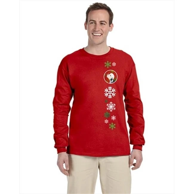 Carolines Treasures SS4710-LS-RED-2XL Dandie Dinmont Terrier Red Green Snowflakes Christmas Long Sleeve Red Unisex Tshirt - 2 Extra Large