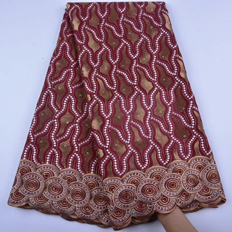 African Dry Lace Fabric Swiss Voile With Stones Cotton High Quality 2018 Red Fabrics For Wedding S1382 | Дом и сад