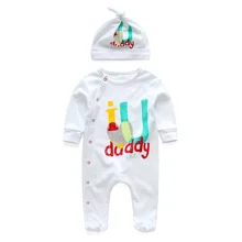 New 2018 Winter spring youngsters’s child garments I Love Mam Dad cotton long-sleeved new child child boys woman Jumpsuit Romper and hat