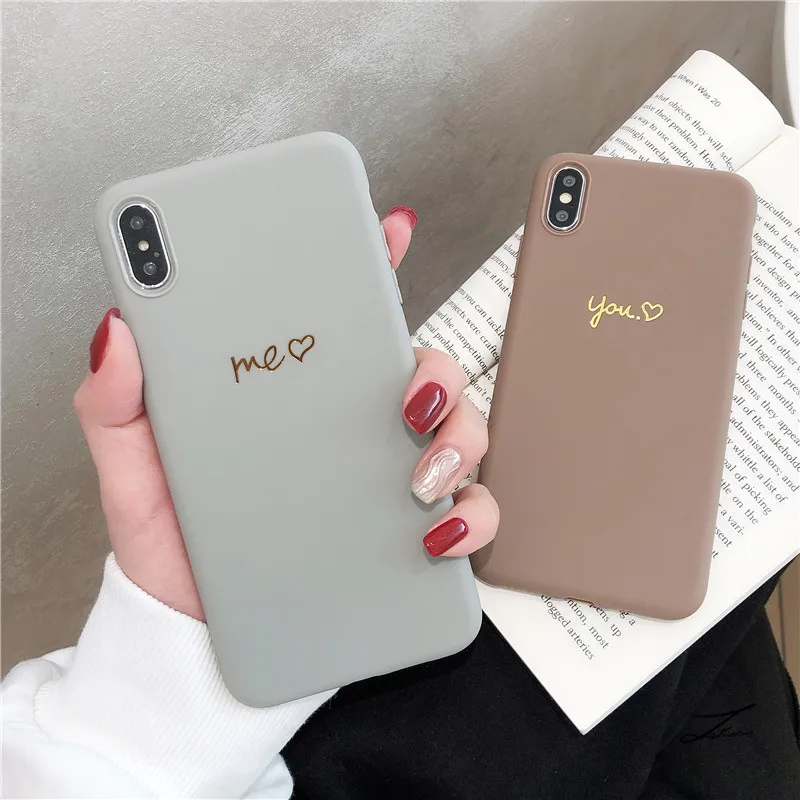 

Simple bronzing letter for iPhone8/7plus phone case for apple xs/max/xr soft shell 6s