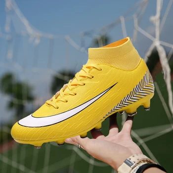 

Men Football Boots Soccer Cleats AG Boots Long Spikes TF Spikes Ankle High Top Sneakers Soft Indoor Turf Futsal soccer Shoes Men