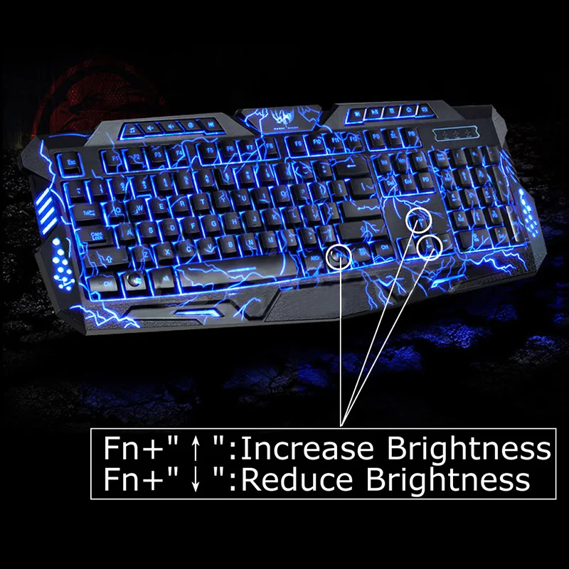 

100% Original LED Game Keyboard 3 Colors Crack Illuminated USB PC Gaming Keyboard Adjustable Backlight Keyboard For Lol Dota
