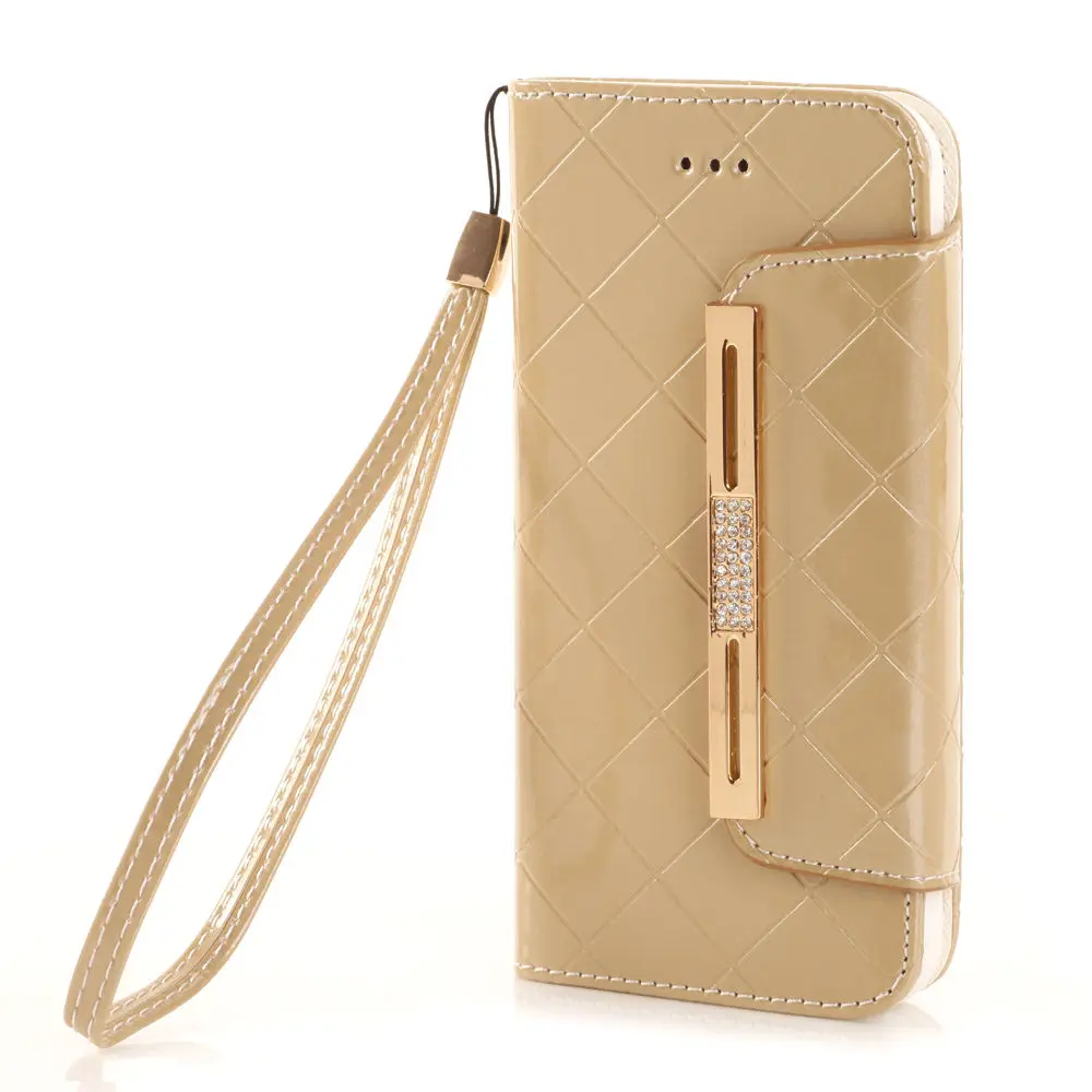 imágenes para Mujeres Patrón de Rejilla de La Manera Brillante Cubierta de LA PU con Diamantes de Imitación y Correa portátil Soporte de la Carpeta para iPhone 7 Plus 7 4.7 5.5 pulgadas imágenes para Mujeres Patrón de Rejilla de La Manera Brillante Cubierta de LA PU con Diamantes de Imitación y Correa portátil Soporte de la Carpeta para iPhone 7 Plus 7 4.7 5.5 pulgadas
