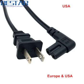 

Europe & USA 2pin Male to 90 Degree Right Angled IEC 320 IEC320 C7 Power Supply Cord cable 1M 100cm 3ft