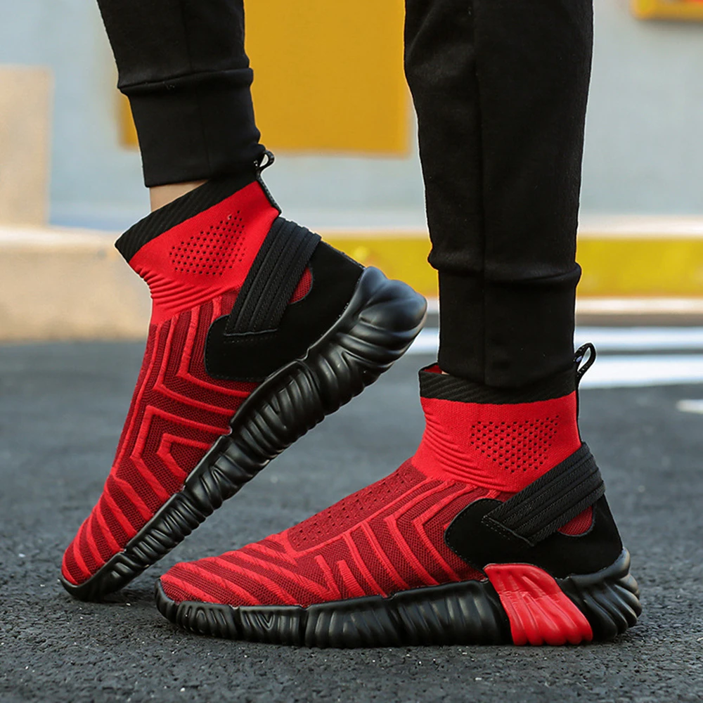 

Men Boots Breathable Shoes Hip Hop Korean Sock Shoes 2019 Spring Autumn Warm Boots Winter Mens Shoes Black Footwear Ankle Shoes