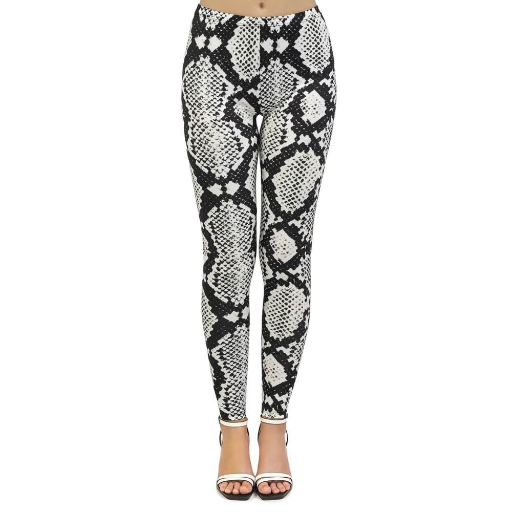 

2019 New leggins mujer Black and white Snake Skin Printing legging sexy leggins fitness Woman Flexible Pants workout leggings