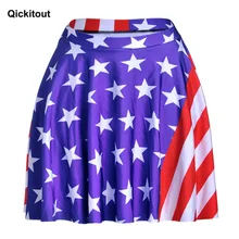 Quickitout Летний стиль Для женщин плиссированная юбка Amenican Флаг Звезды и полосы печати юбки выше колена Юбки падения Торговый S-4XL