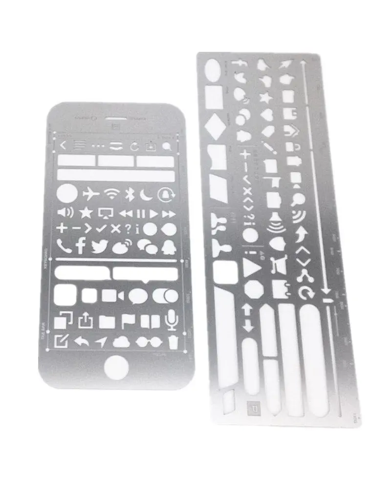 

Pack of 2 Stainless Steel Drawing Painting Stencils Scale Template Set Graphics Stencils for Scrapbooking Card and Craft Project