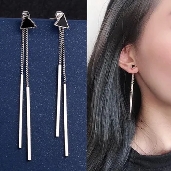 

Trendy Sweet Triangle Earrings Female Long Simple Geometric Tassel Earrings For Women Fashion Wedding Party Jewelry Gift