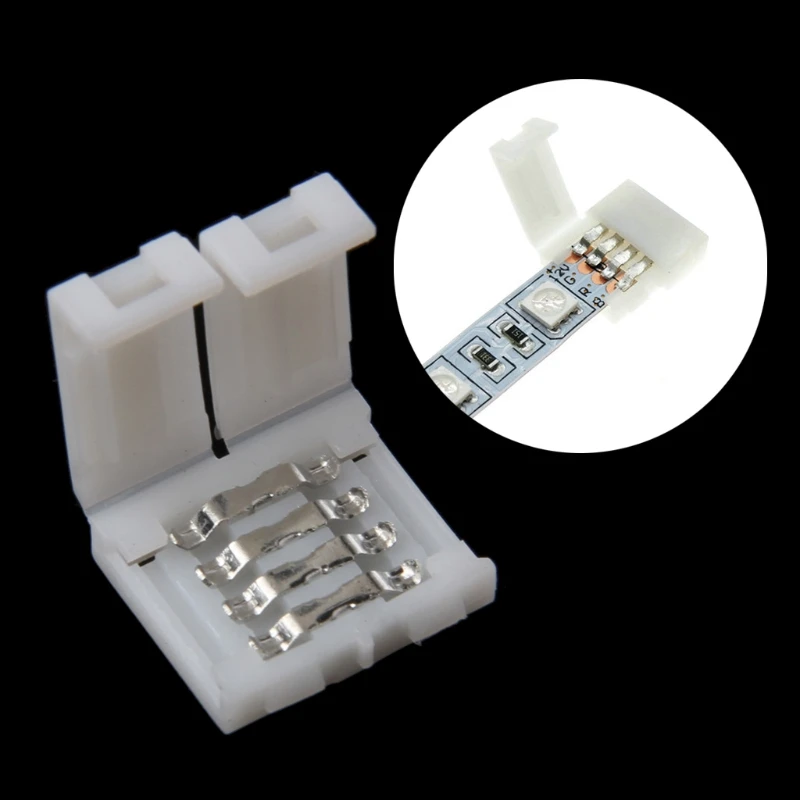 

Solderless Clip-on Coupler 4 Pin 10mm For 5050 RGB LED Strip Light High Quality