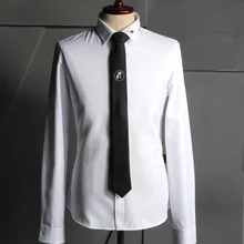 Топ-класса Для мужчин S Рубашки для мальчиков хлопок Мода Красный Белый Для мужчин платье рубашка Костюмы мыть и носить качество отделки рубашка Для мужчин