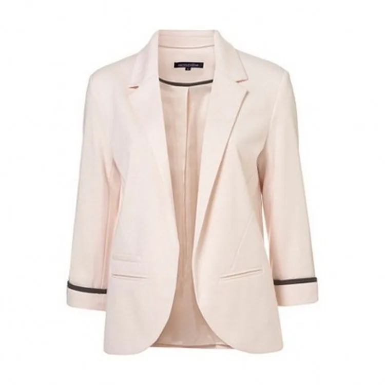 2019 Women White Blazer Notched Collar Slim Fit Office Jacket Elegant Blush Black Coat Chic Workwear Korean Style eDressU HX-1