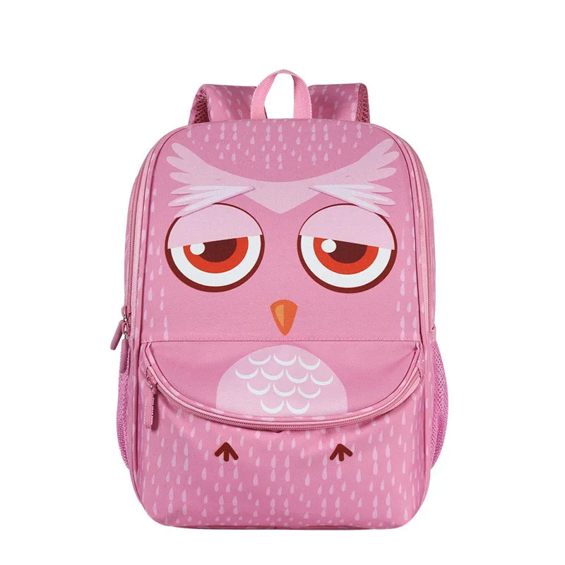 Мультяшная Акула, единорог, крокодил, животные для мальчиков и девочек, детская школьная сумка для начальной школы, Большие Школьные сумки 1-3 класса, детский студенческий рюкзак - Цвет: owl pink