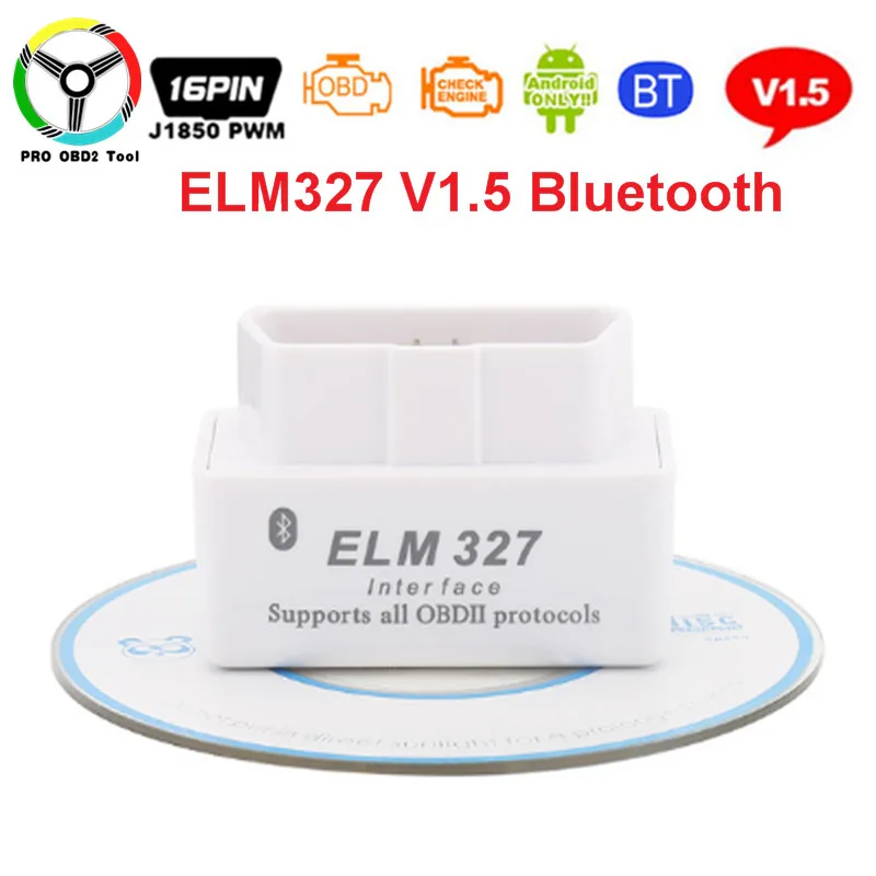 Супер Мини ELM327 V1.5 Bluetooth PIC18F25K80 ELM 327 1,5 OBD2 автомобильный диагностический инструмент поддержка J1850 протоколов - Цвет: Белый