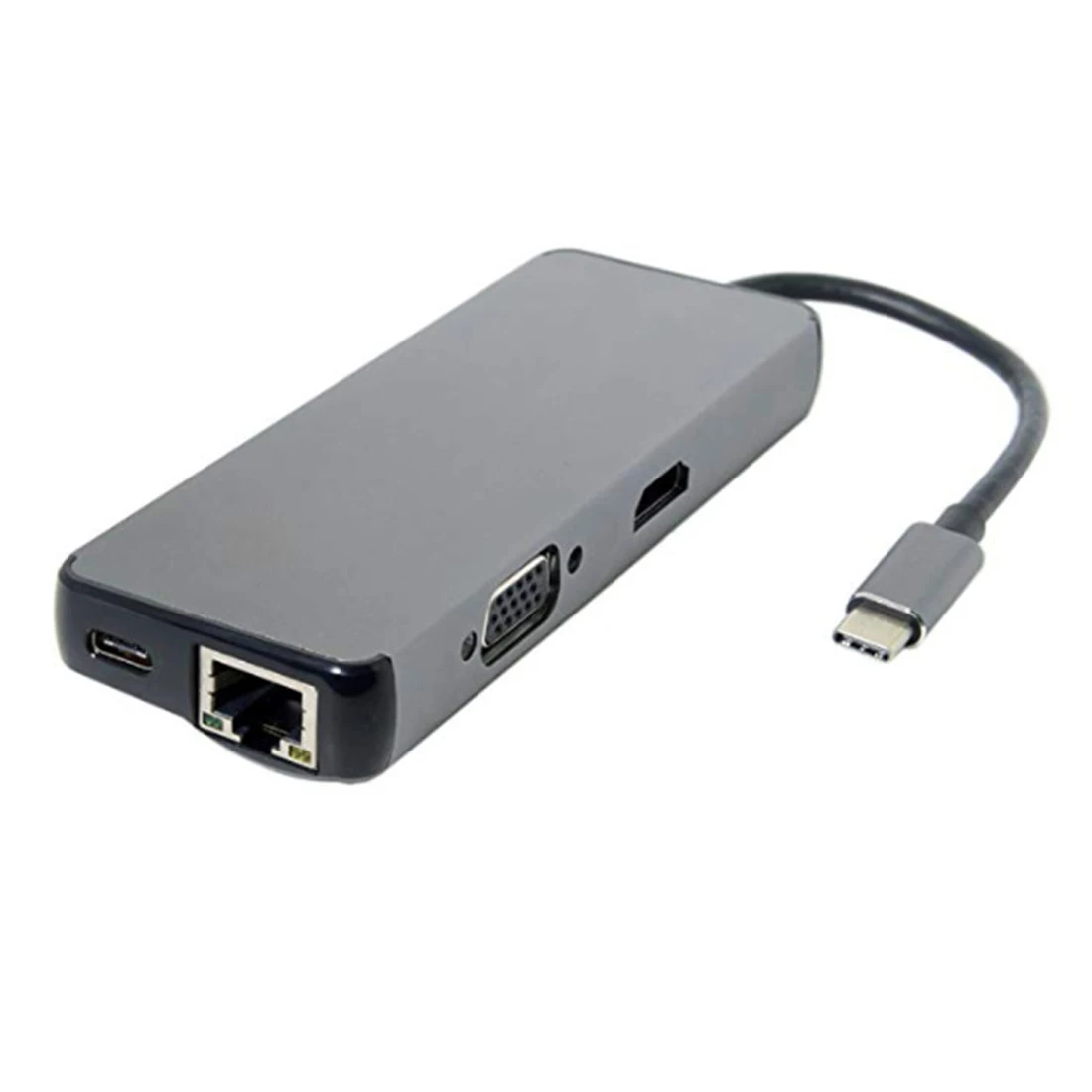 8 en 1 Tipo C hub tarjeta USB 3,0 tipo C a 4 K HDMI VGA Lan Ethernet RJ45 adaptador lector con puerto de carga - 5