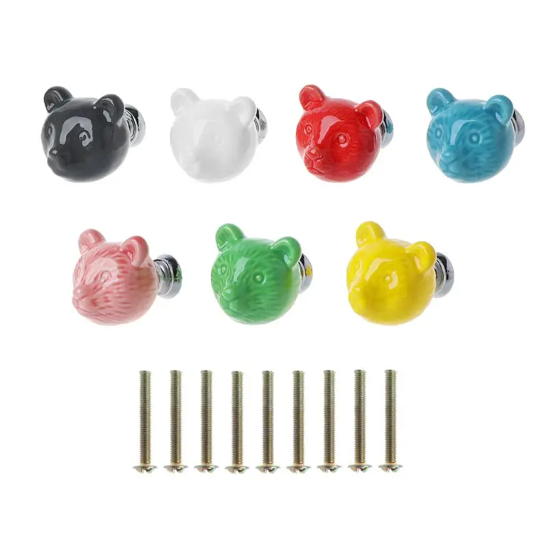 

Ceramic Handle Cartoon Colorful Animal Single Hole Handle Wardrobe Cabinet Drawer Wardrobe Shoe Cabinet European Modern Handle