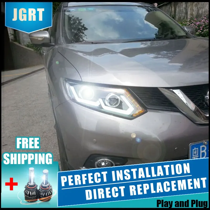  2PCS LED Headlights For Nissan X-Trail 2014-2015 Car Led Lights Double Xenon Lens Car Accessories D - 32904398791