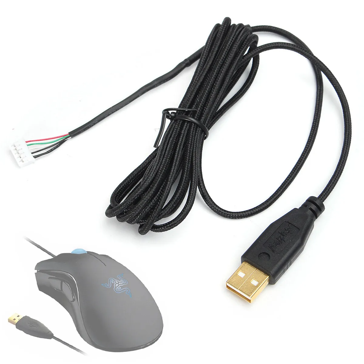 Кабель USB для мыши Razer DeathAdder прибл. 2 1 м 5 проводов штифтов черная позолоченная