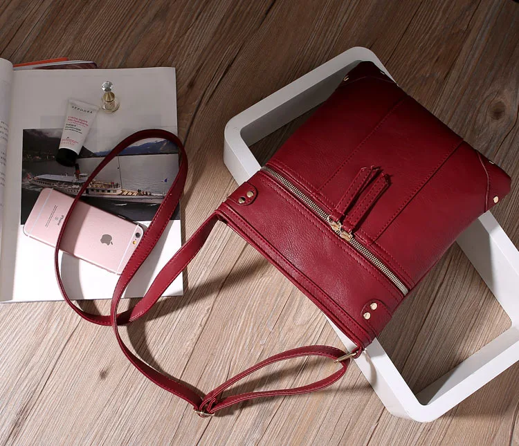 MJ Women Messenger Bags Casual PU Leather Crossbody Bag Brand Design Lady's Over-the-Shoulder Bucket Bag Solid Bolsa Feminina (16)