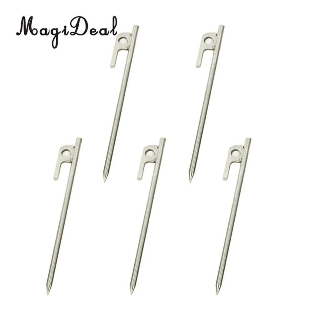 MagiDeal 5Pcs Heavy Duty 304 Stainless Steel Camping Awning Tent Stake Peg for Anchoring Tent Tarps Landscaping Garden Plants