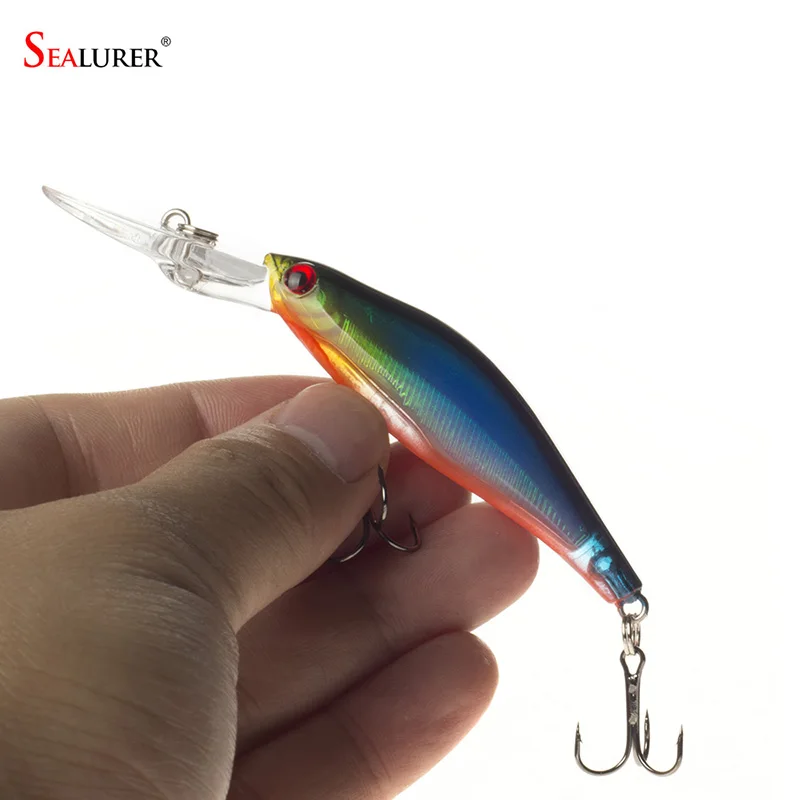 SEALURER-1Pcs-Laser-Wobblers-Fishing-Tackle-3D-Eyes-Sinking-Minnow-Fishing-Lure-Crankbait-6-hook