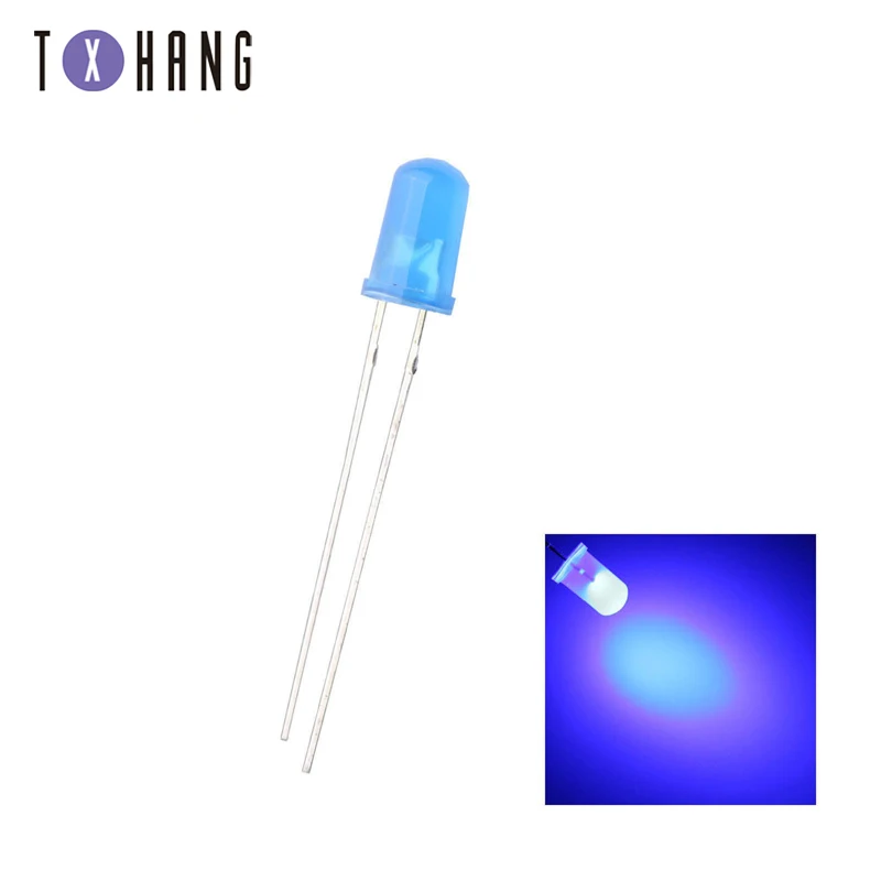 100PCS Blue 50/100 шт 5 мм круглый красный/зеленый/синий/желтый/оранжевый матовый F5 светодиодный диоды для подавления переходных скачков напряжения Светильник лампы красочный - Цвет: 100PCS Blue