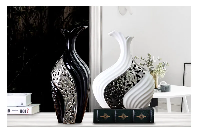 Ювелирные украшения для интерьера дома современный минималистский декоративная ваза для цветов номер свадебный подарок черная серебряная ваза