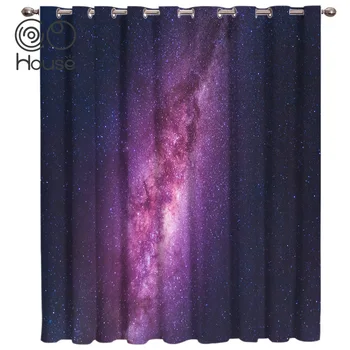 

CoCoHouse Starry Galaxy Nebula Living Room Kitchen Decor Window Treatment Hardware Sets Curtain Panels With Grommets