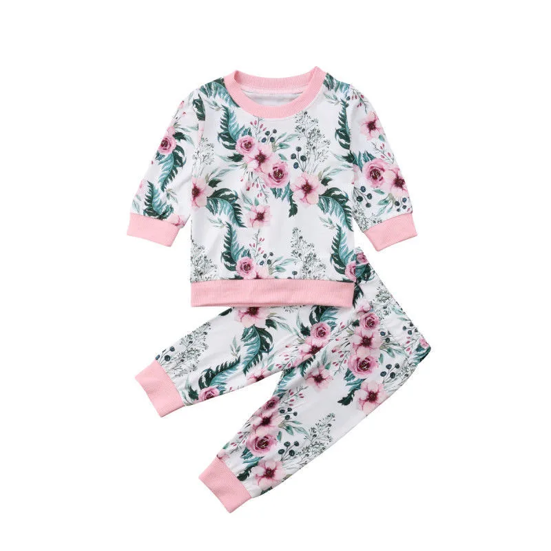 

Newborn Kids Baby Girls Flowers Sweater Tops Pants Leggings 2PCS Outfits Autumn Winter Kid Girls Clothes Sets