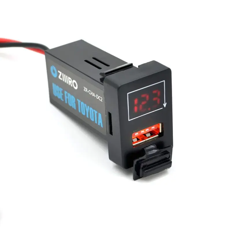 

QC3.0 Car USB Charger Socket Battery Digital Voltage Display Voltmeter Adapter for Toyota Corolla Camry Auris Levin RAV4 Cruiser