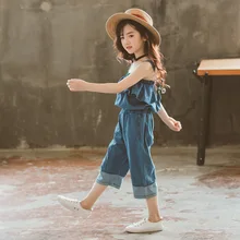 Детские комбинезоны, комбинезон для девочек, джинсовая одежда, модный костюм для детей 12 лет