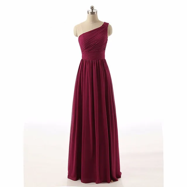 Real One Shoulder Ruched Burgundy Bridesmaid Dresses Chiffon Long Real One Shoulder Ruched Burgundy Bridesmaid Dresses Chiffon Long Dress 2017 Robe Demoie D