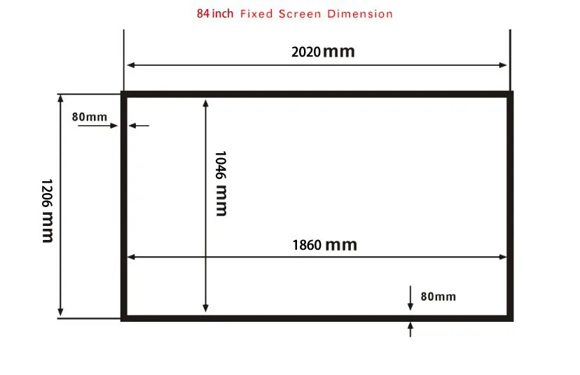 84 inch flat projection screen dimension