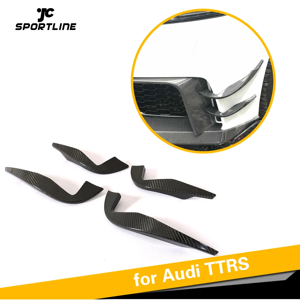  For Audi TTRS 2016 2017 2018 Carbon Fiber Front Bumper Air Vent Fender Trims Canards Fins Decoratio